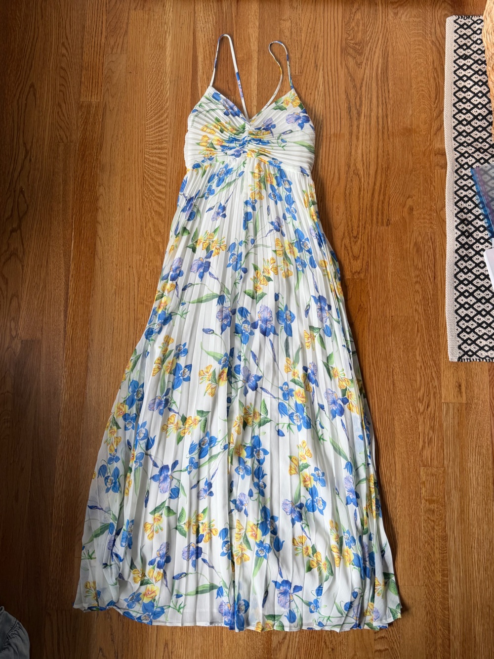 Express Sleeveless Maxi Dress, White with Blue & Yellow Flowers, Size Small NWT